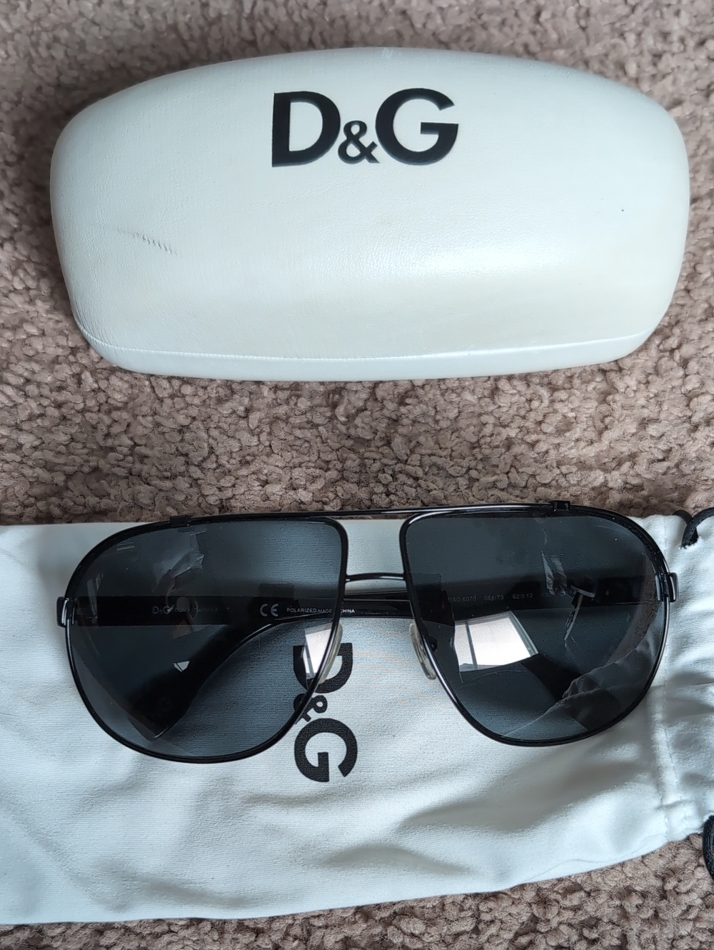 D&G Black Aviator Sunglasses with Dark Lenses
